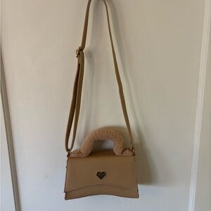 Elegant Tan Handbag with Heart Detail